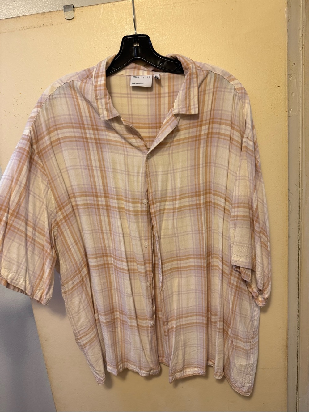 ASOS DESIGN oversized boxy revere with contrast collar and pocket flaps in tan